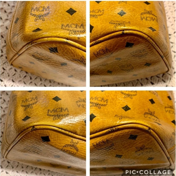 MCM Authentic Brown Cognac Medium Shopper Tote Bag - Picture 6 of 8